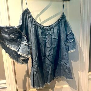 Blue bell sleeve blue jean top